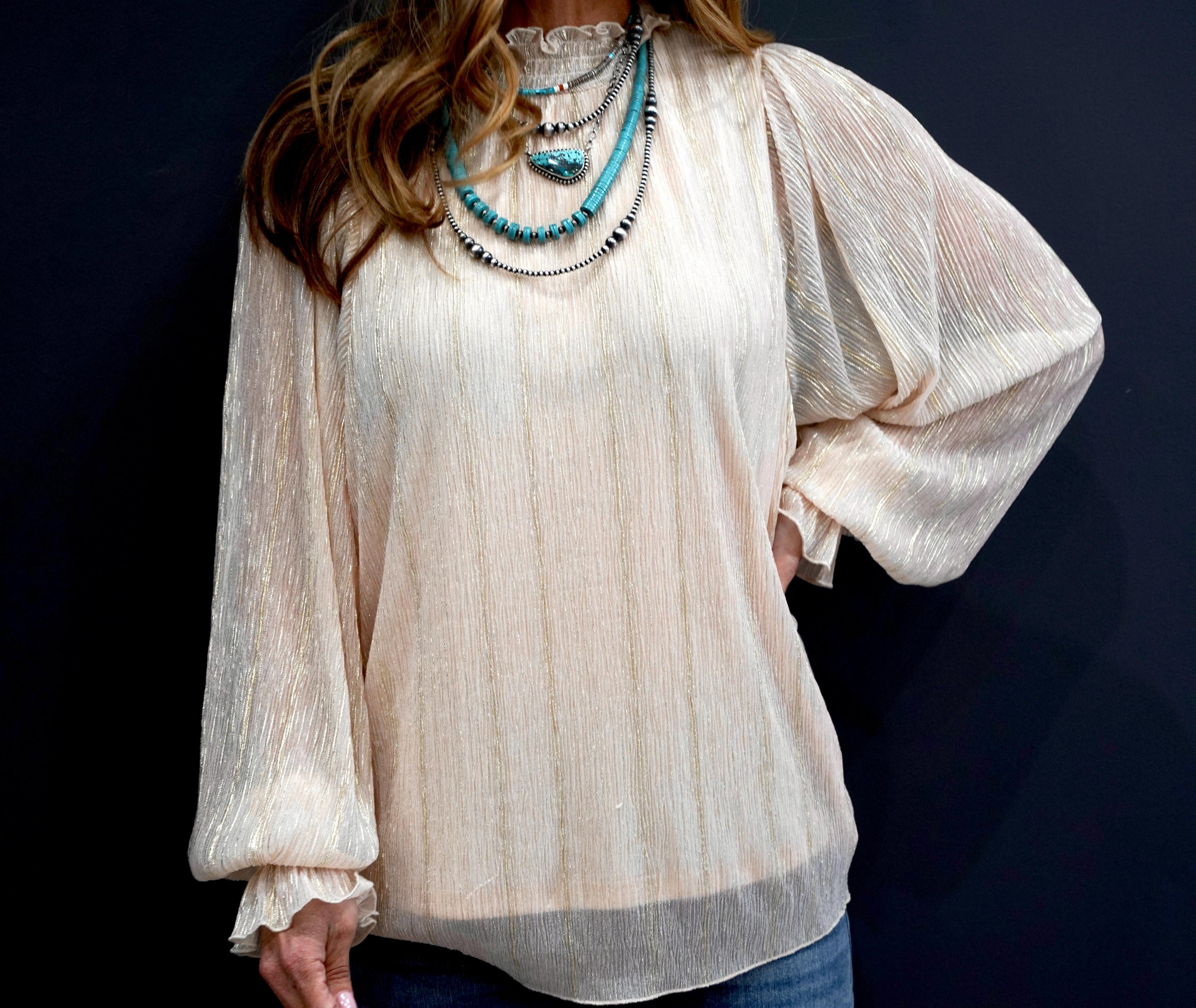 The Canter Crinkle Foil Blouse