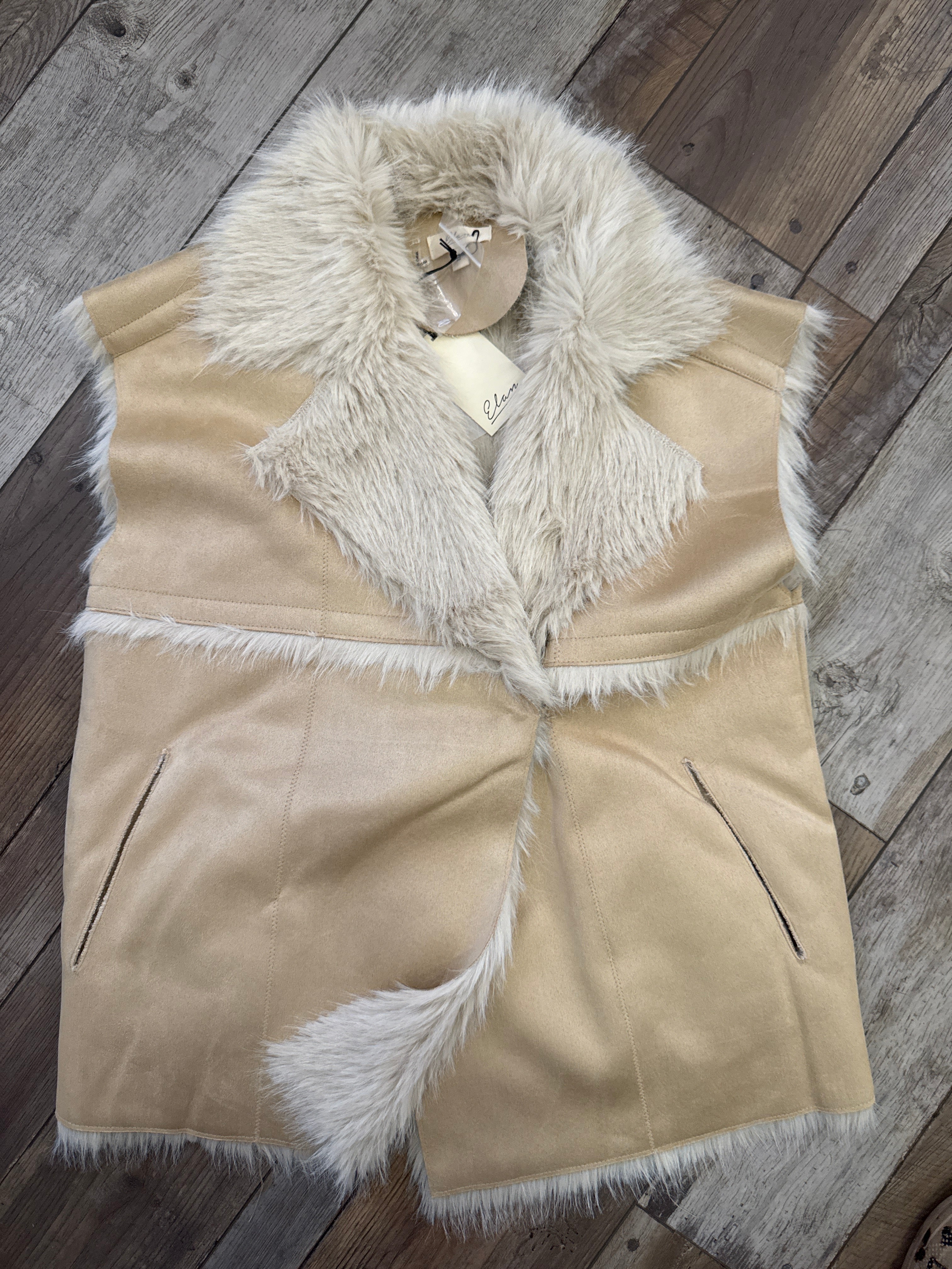 The Elaine Faux Fur & Suede Vest