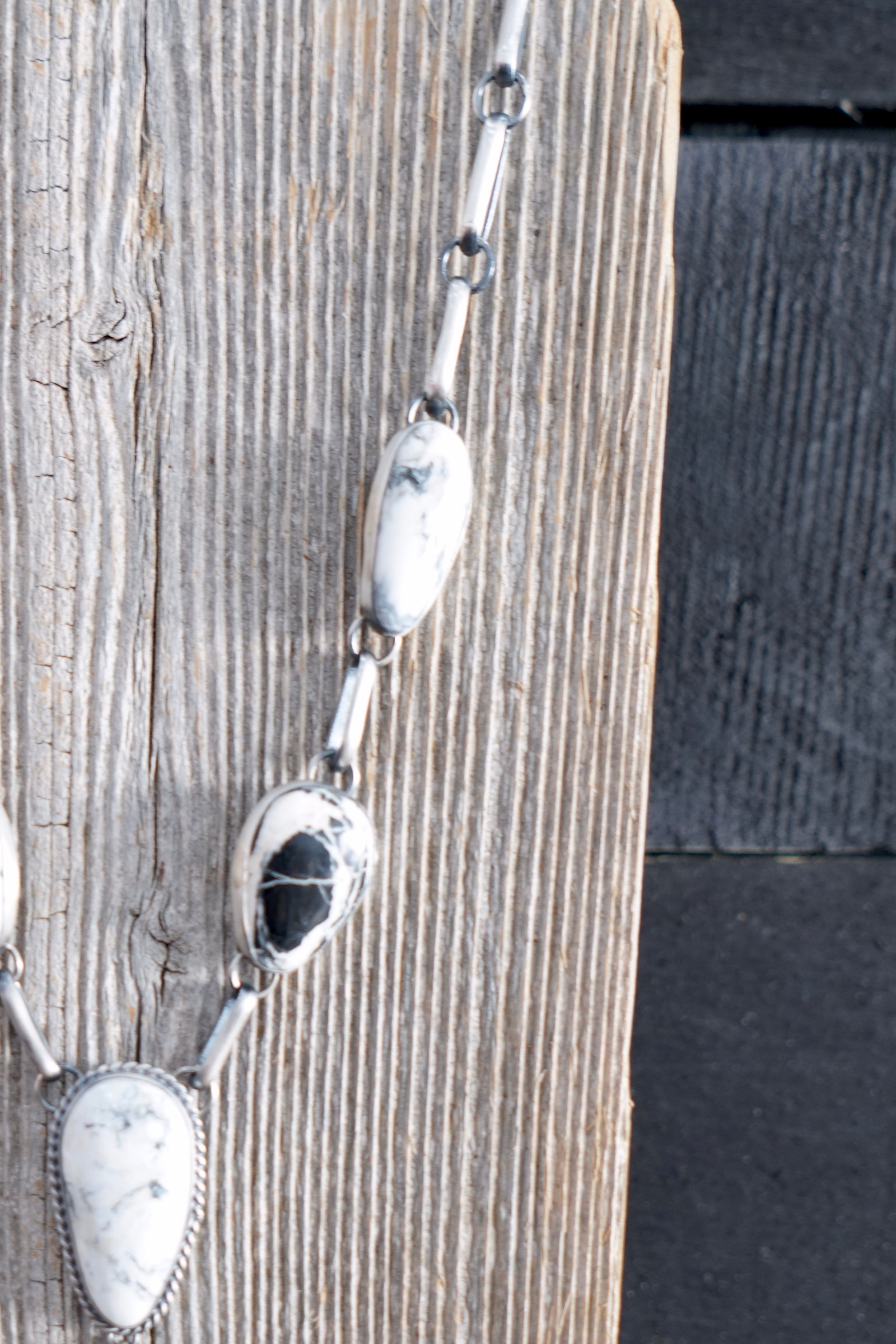 The Belle Haven White Buffalo Lariat Set by Navajo Artist Sara Wells
