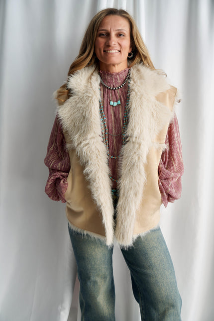 The Elaine Faux Fur & Suede Vest