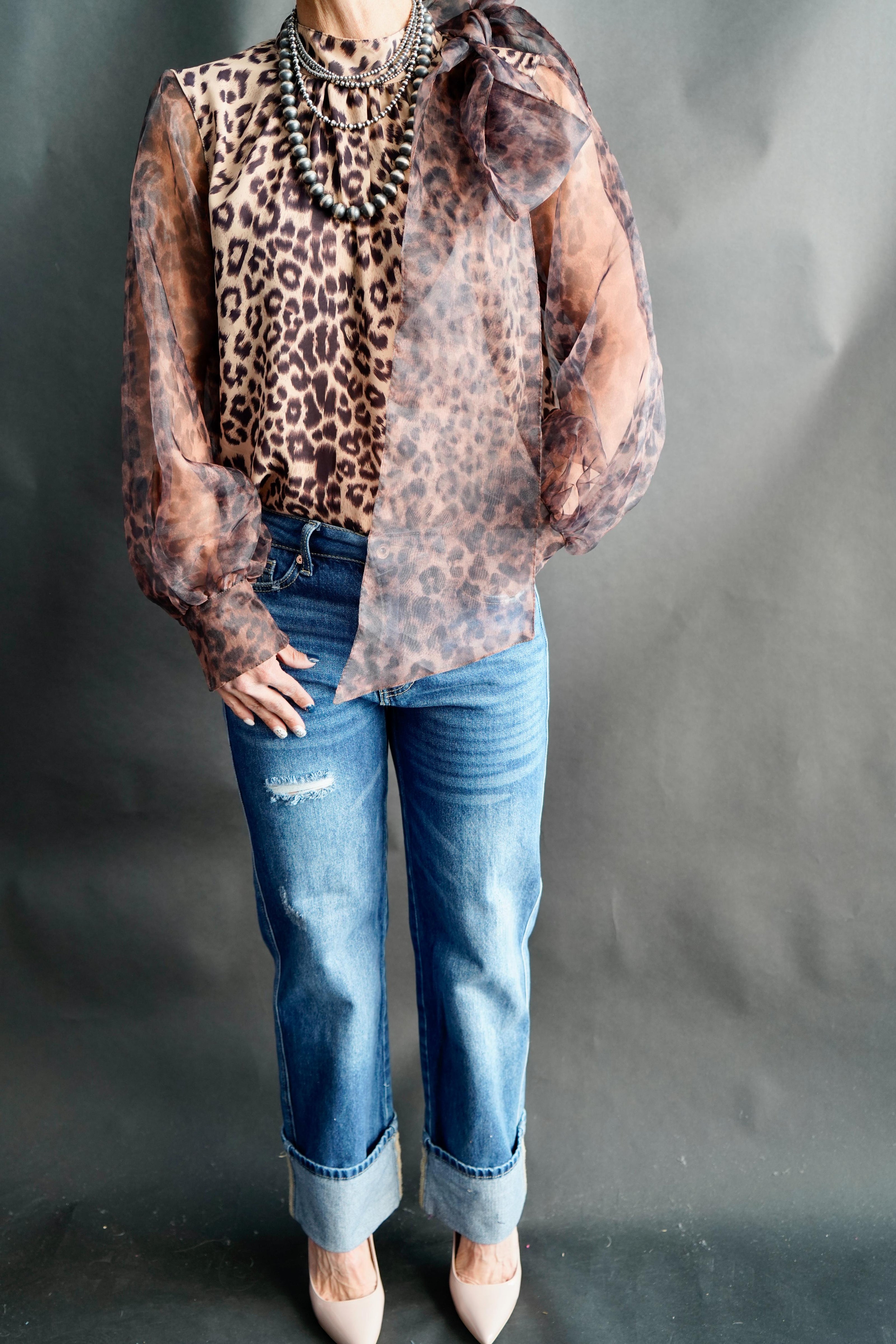 The Baxter Leopard Print Bow Blouse