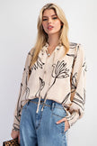 Jac + Co Champagne Printed Flower Top