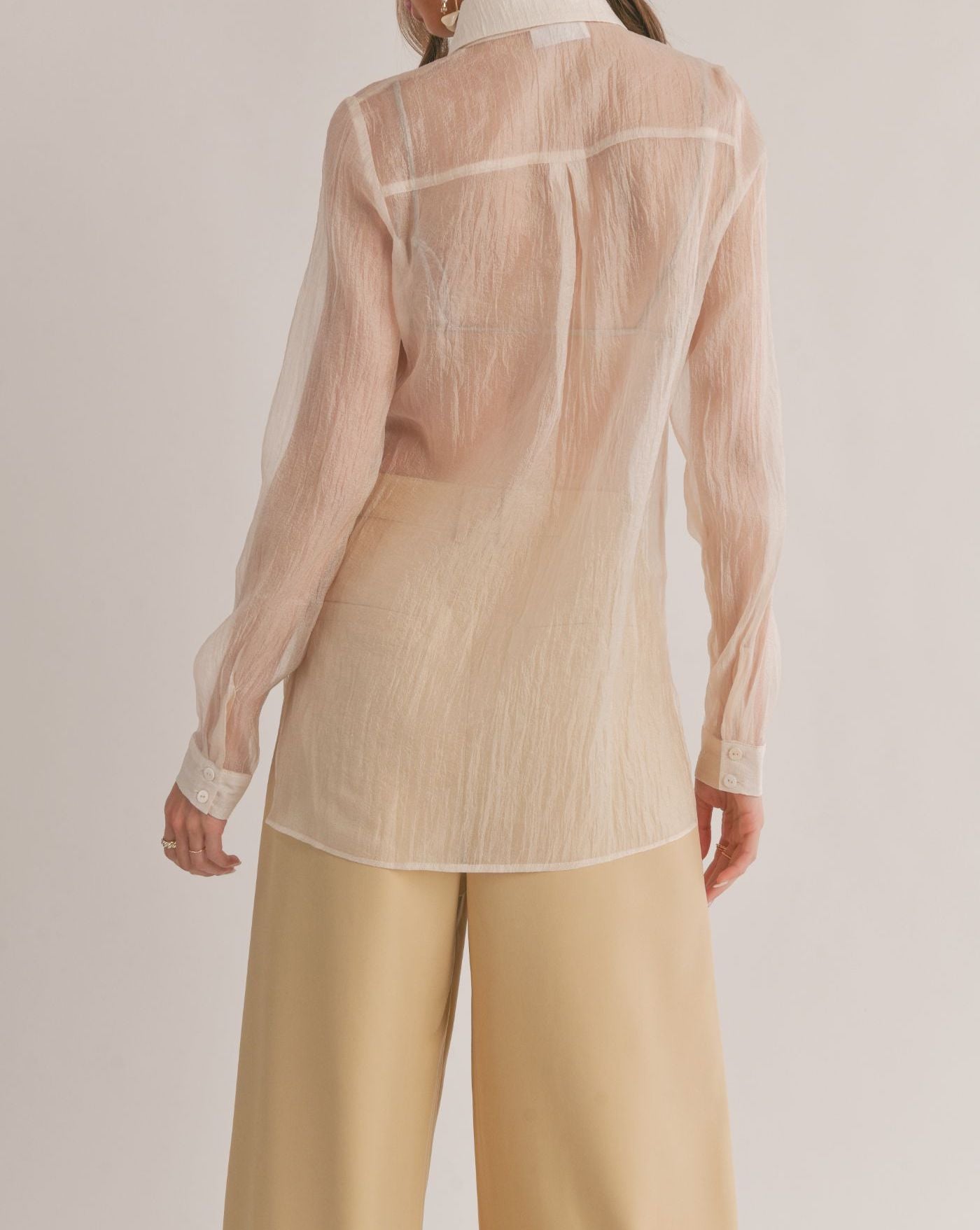 The Miah Blurred Sheer Button Down by Sage the Label
