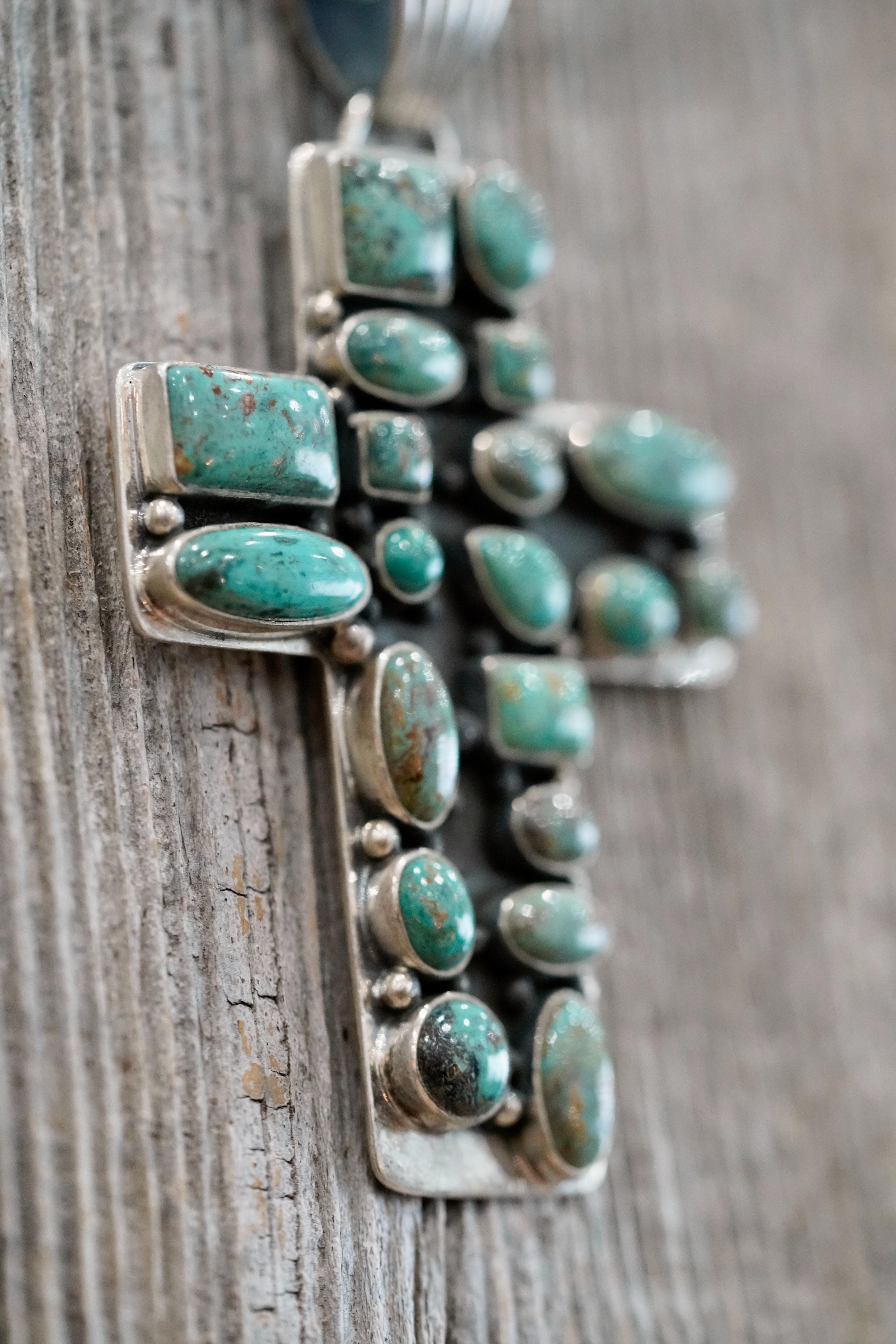 The St. Canute Green Turquoise Cluster Cross