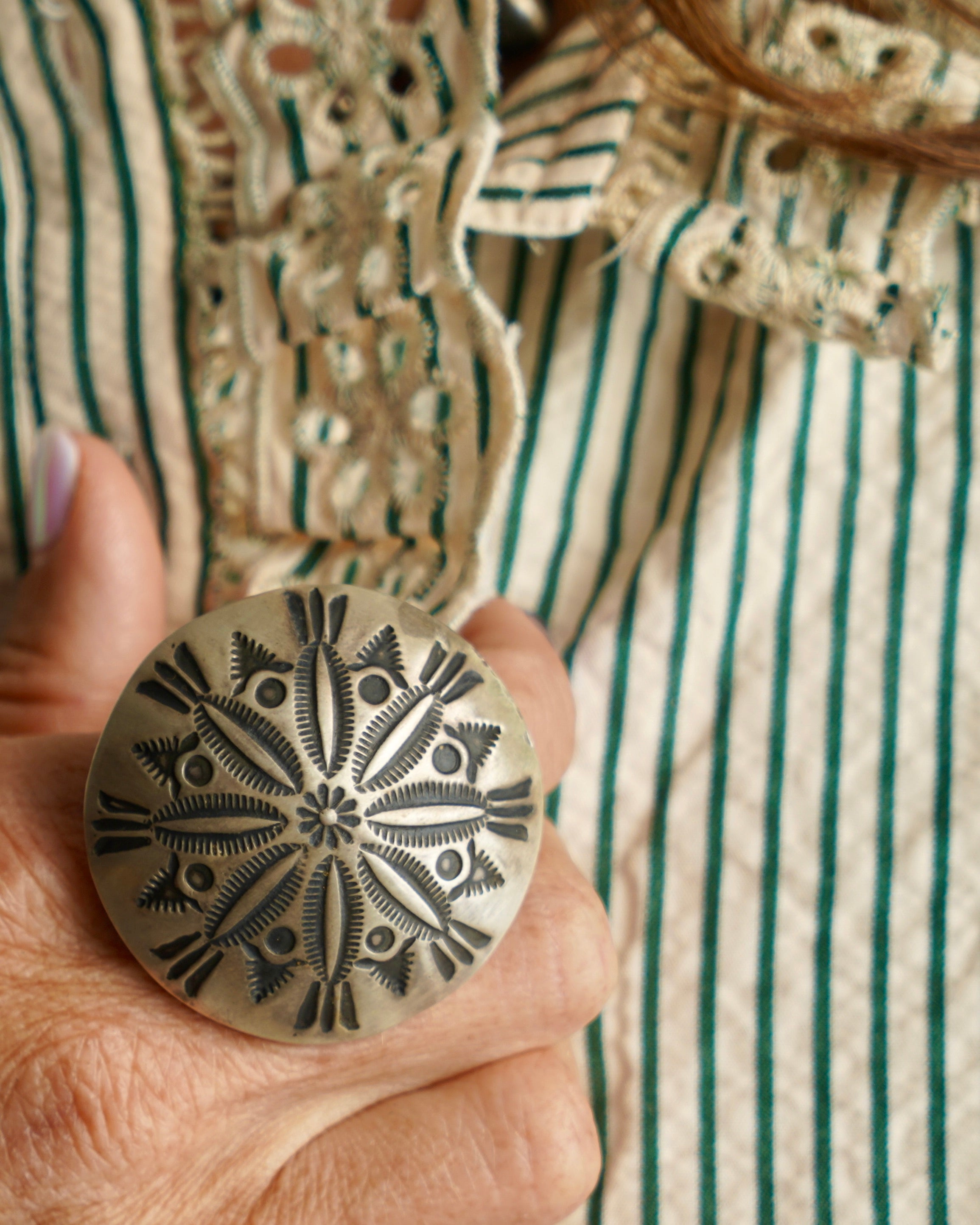 The Millicent Queen Concho Stamped Ring