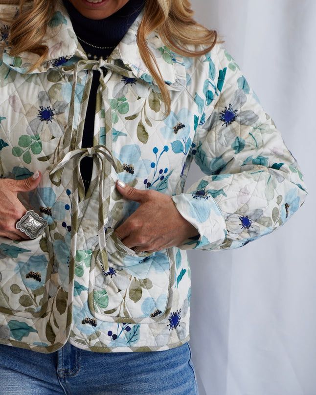 The Torin Floral Print Long Sleeve Quilted Jacket