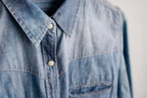 The Jamie Tooled Leather Denim Button Up