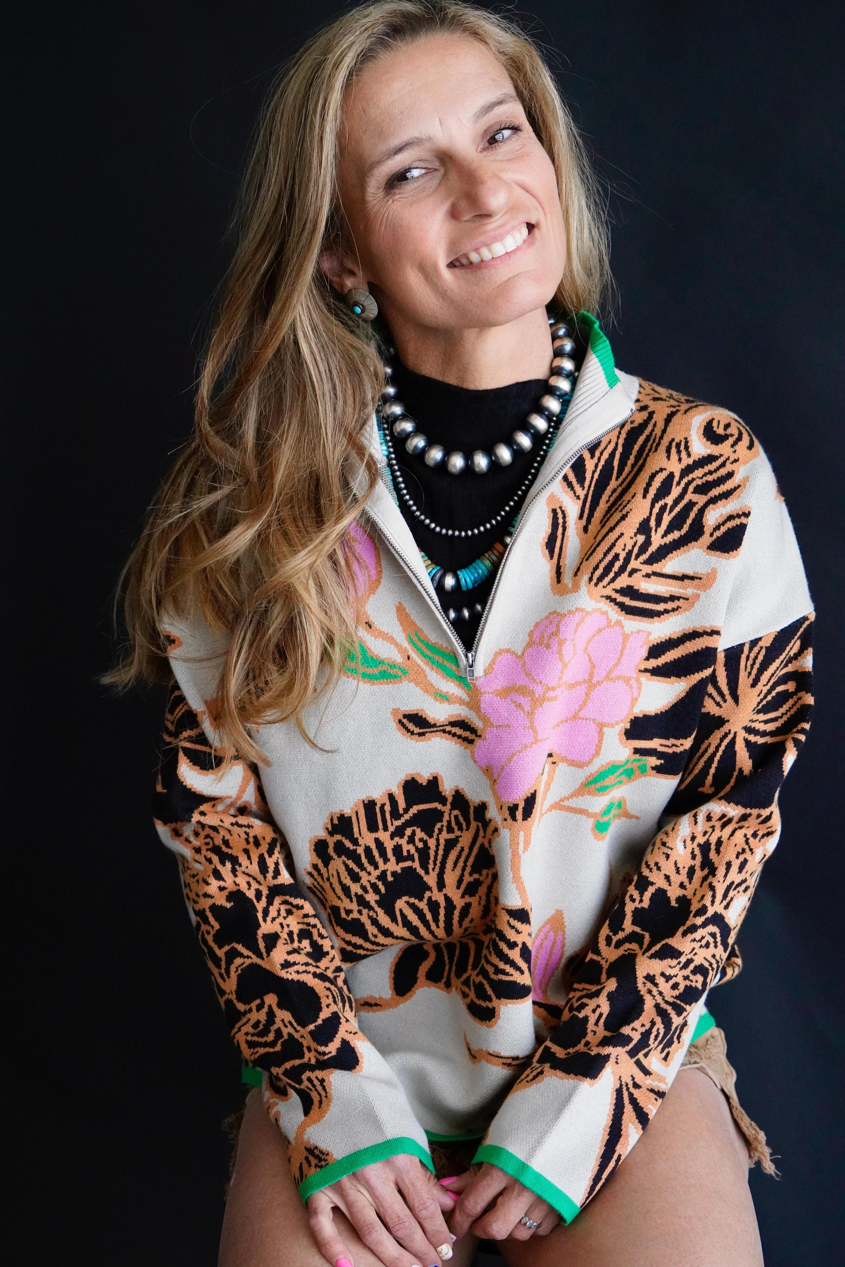 The Amorita Floral Mock Neck