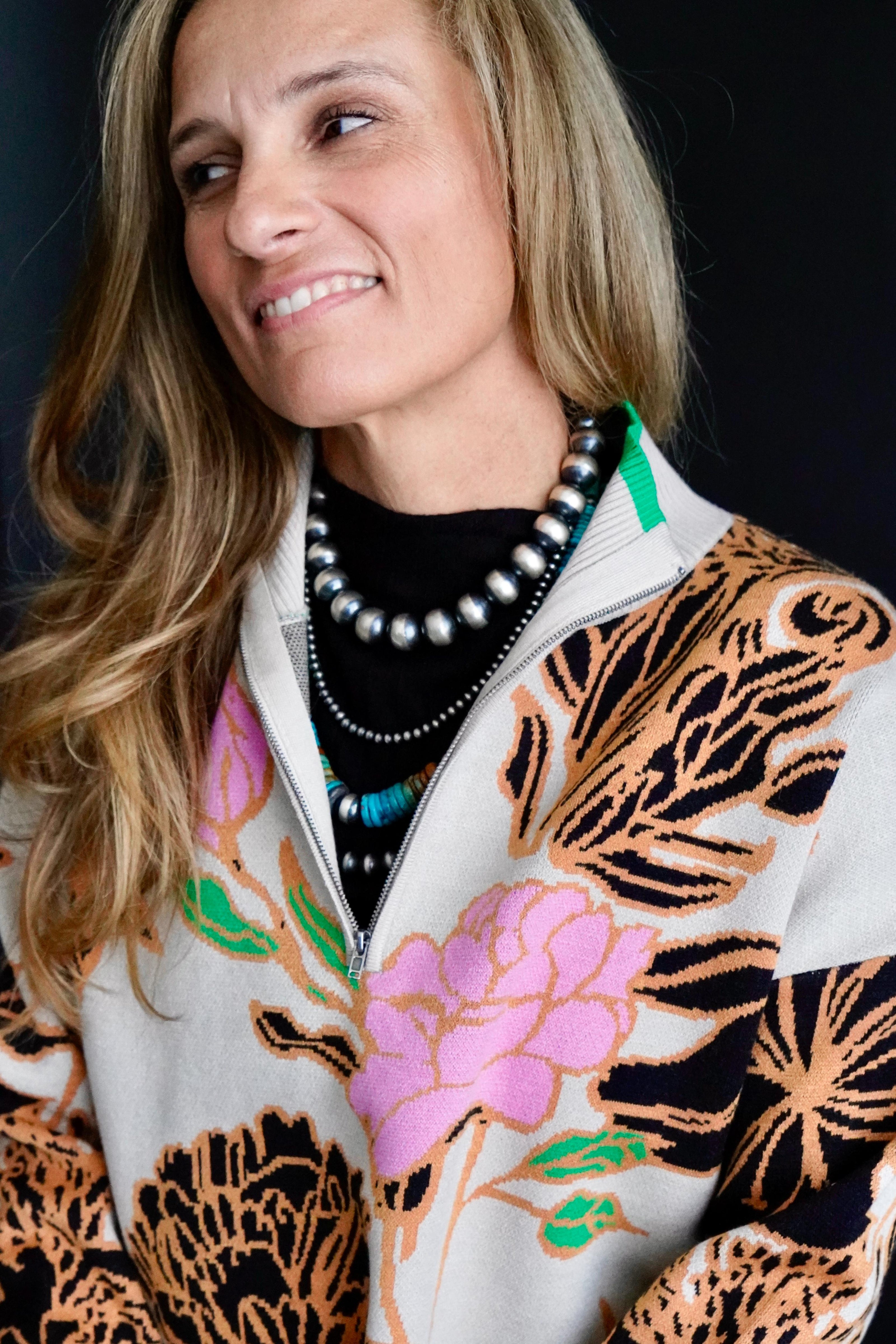 The Amorita Floral Mock Neck