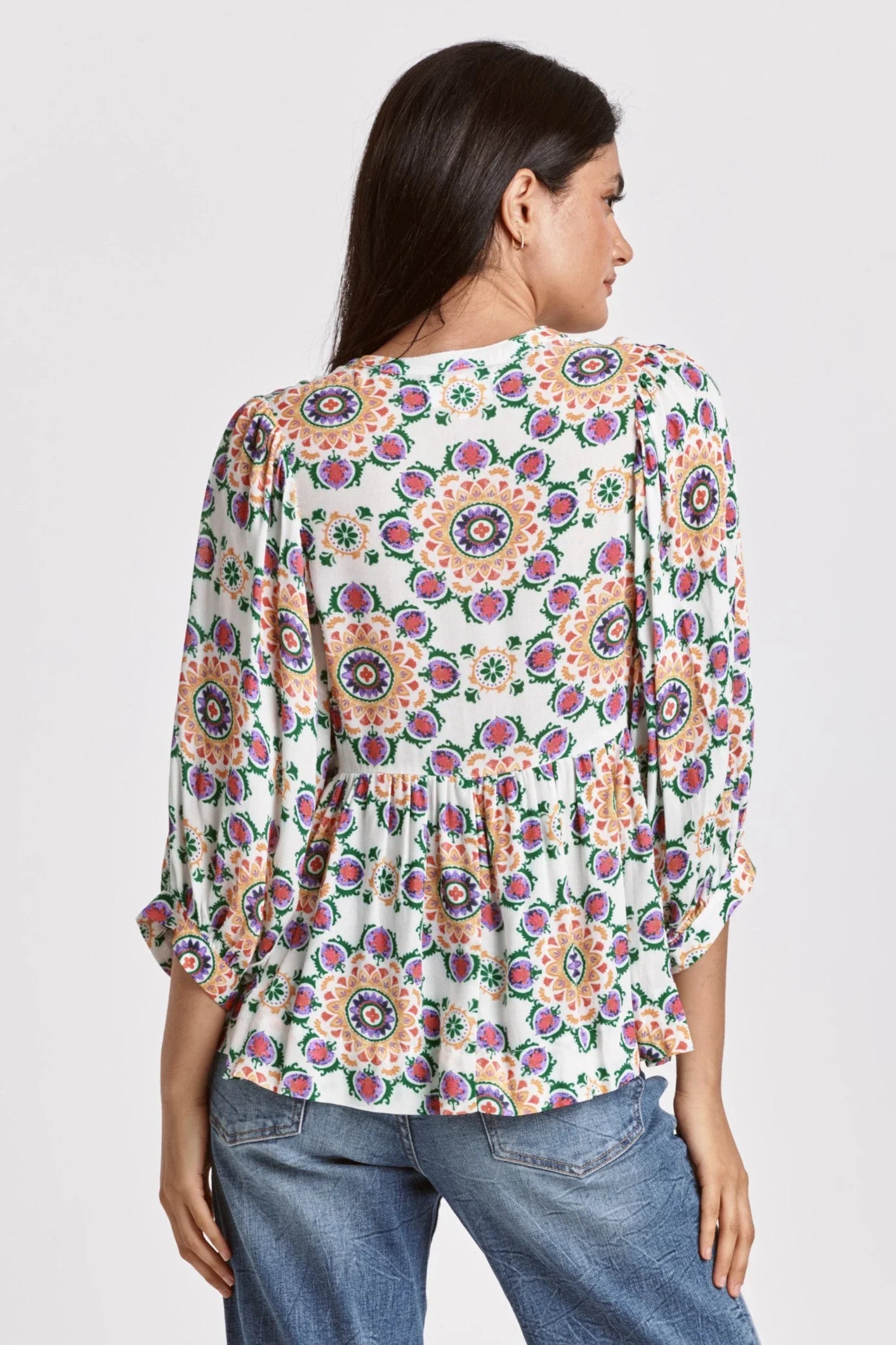 Dear John- Malia V-Neck Top- Flower Medallion