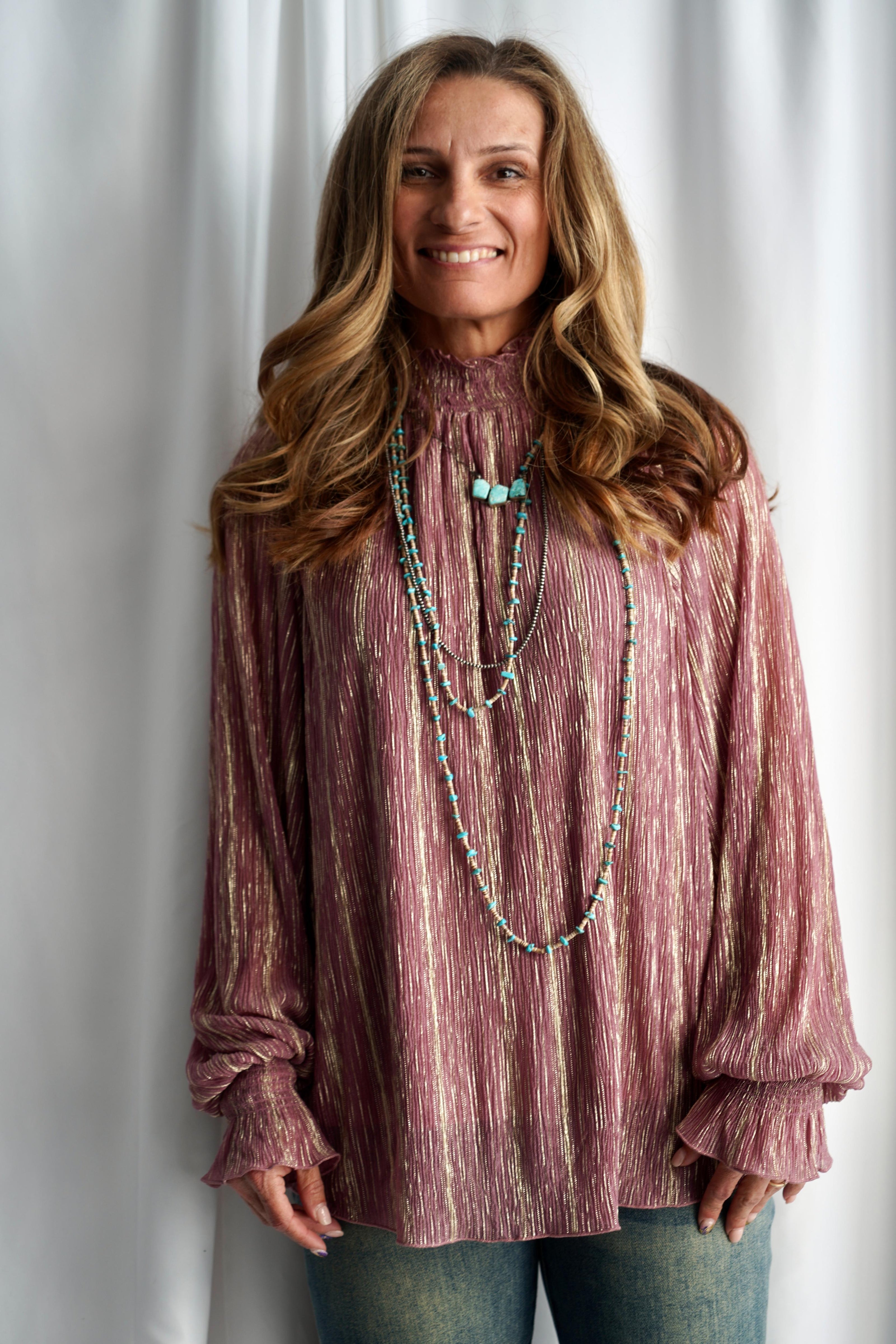 The Canter Crinkle Foil Blouse