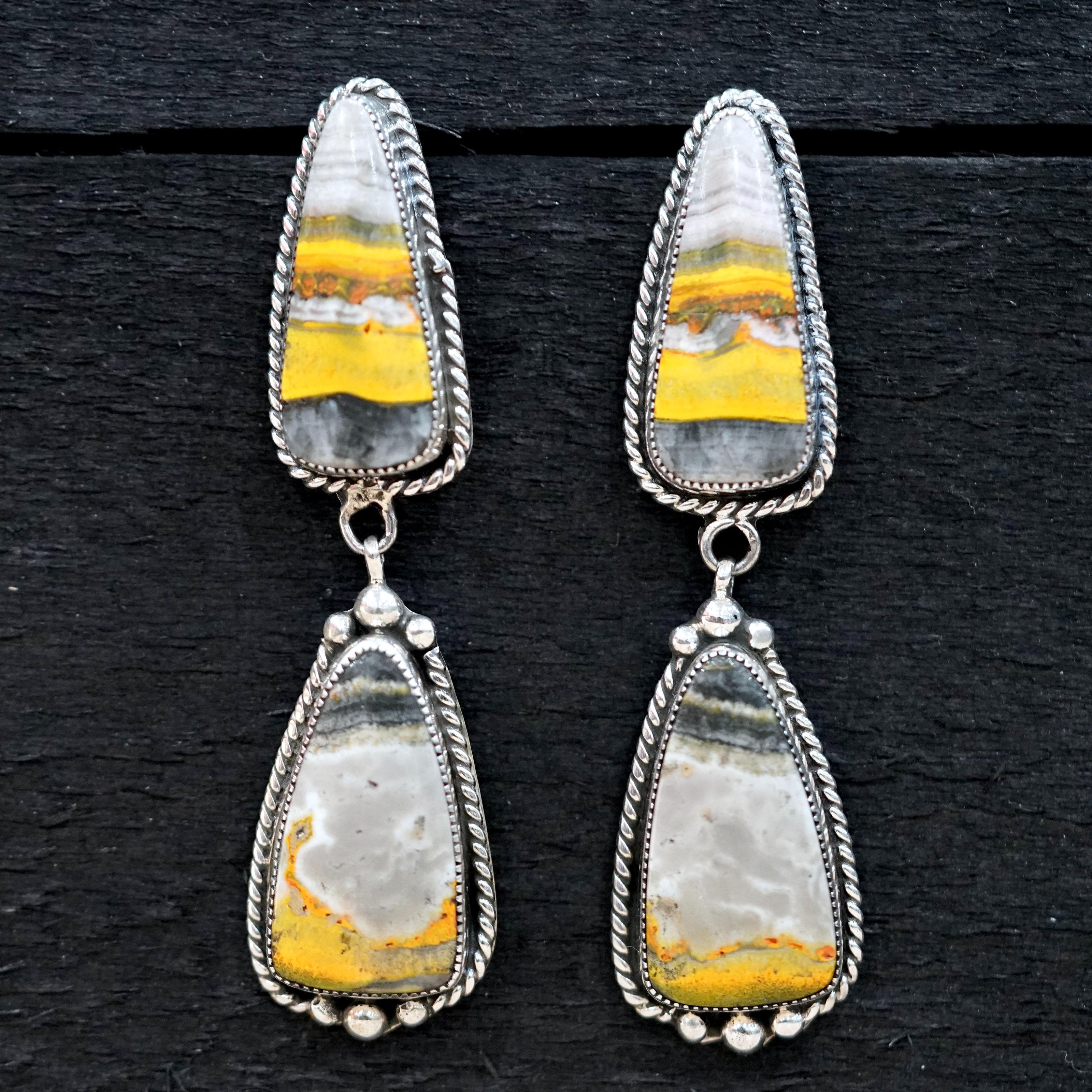 The Denali Bumblbee Dangles by Navajo Artist M. Silver