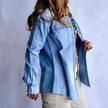 The Jamie Tooled Leather Denim Button Up