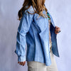 The Jamie Tooled Leather Denim Button Up