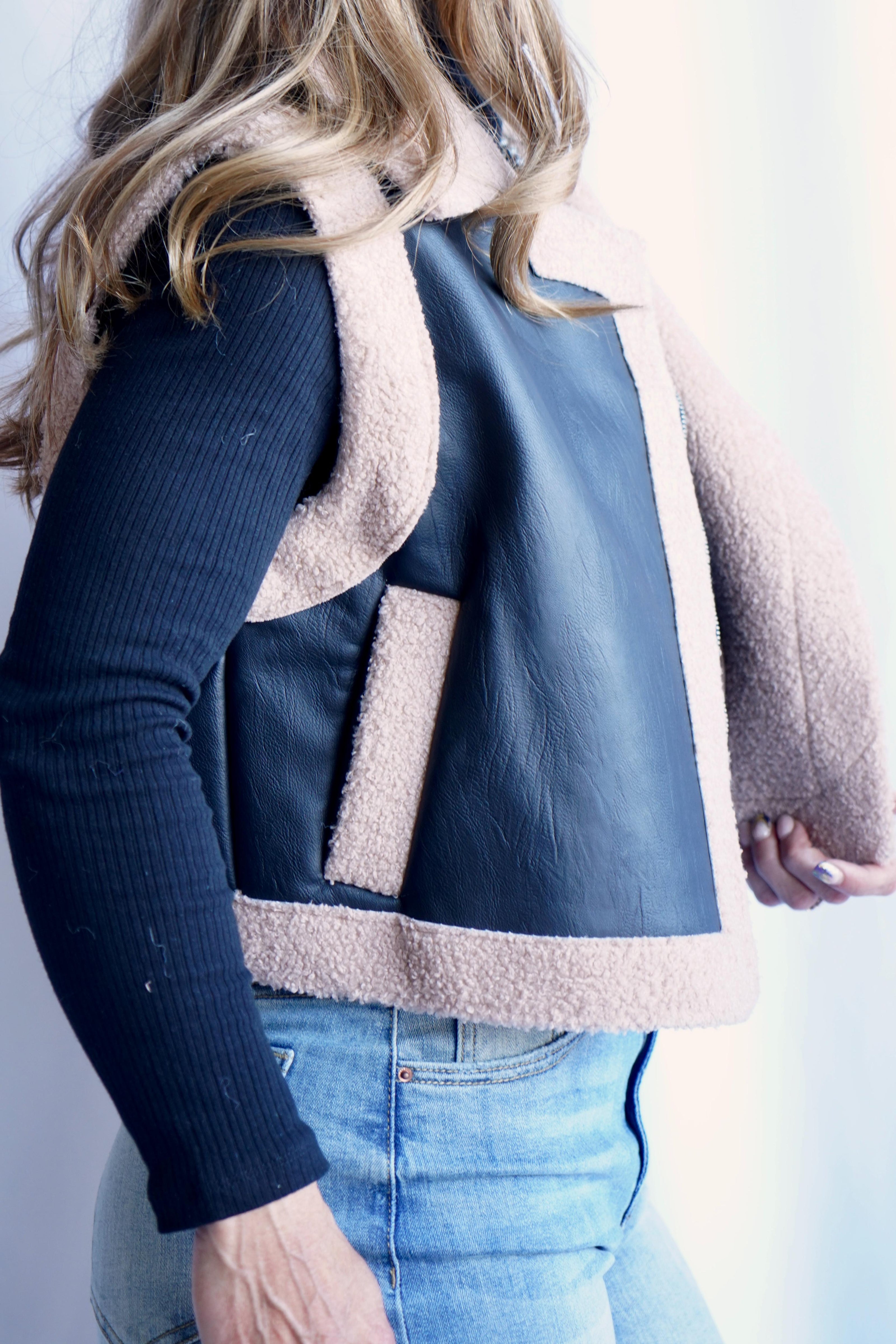 The Express Her Sherpa & Faux Leather Vest