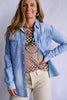 The Jamie Tooled Leather Denim Button Up