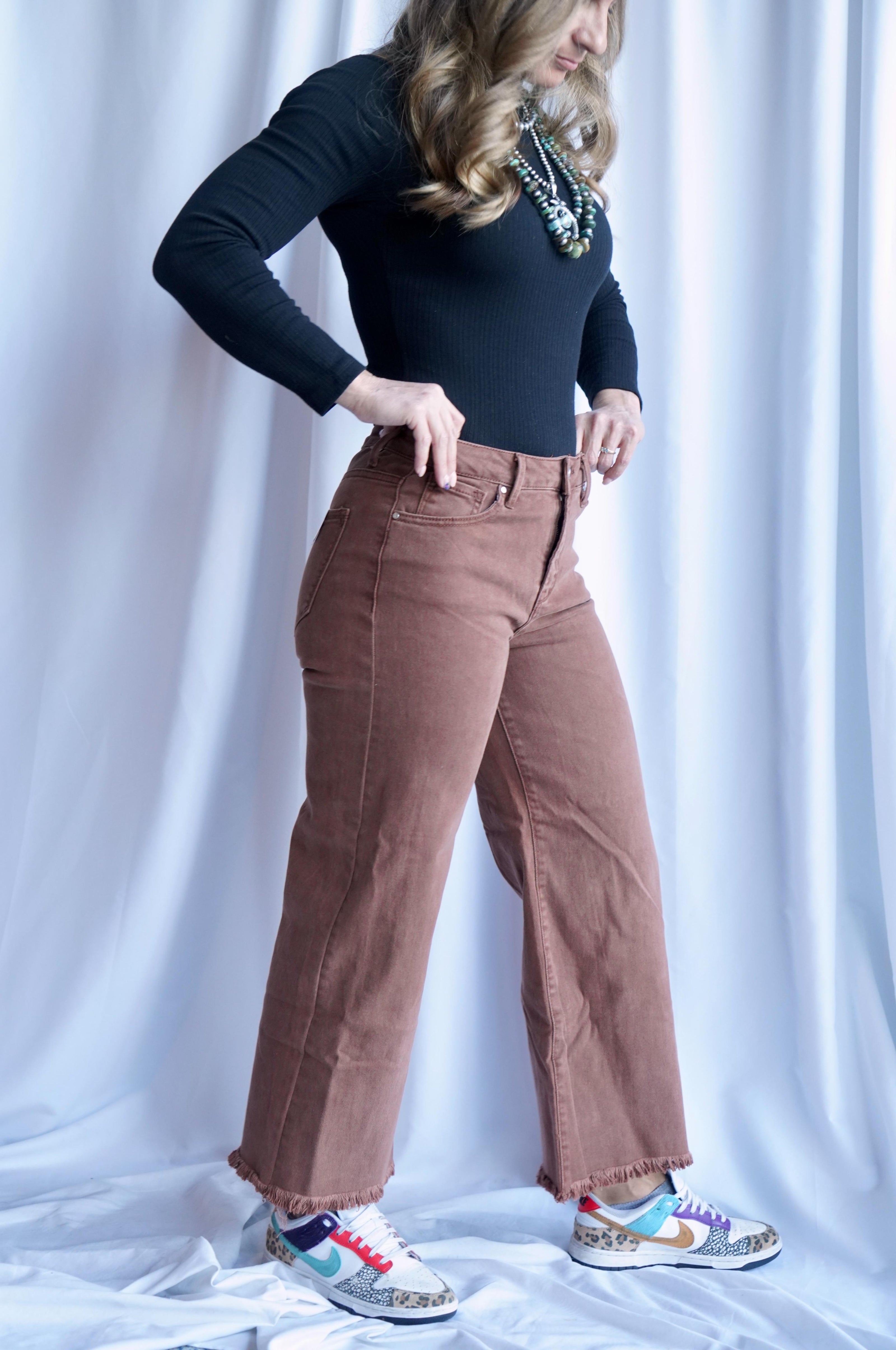 The Wrigley Wide Leg Crops in Espresso