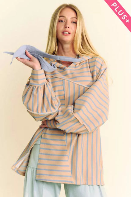 Rae + Co French Stripe Curvy Hoodie