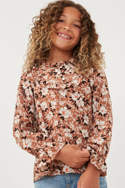 Girl's Ruffled Floral Top