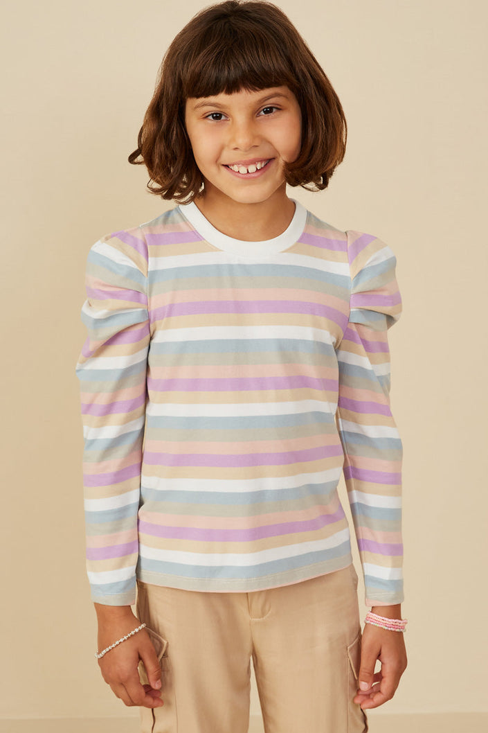 Hal + Co Girls Pastels Puff Sleeve Top