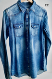 The Jamie Tooled Leather Denim Button Up