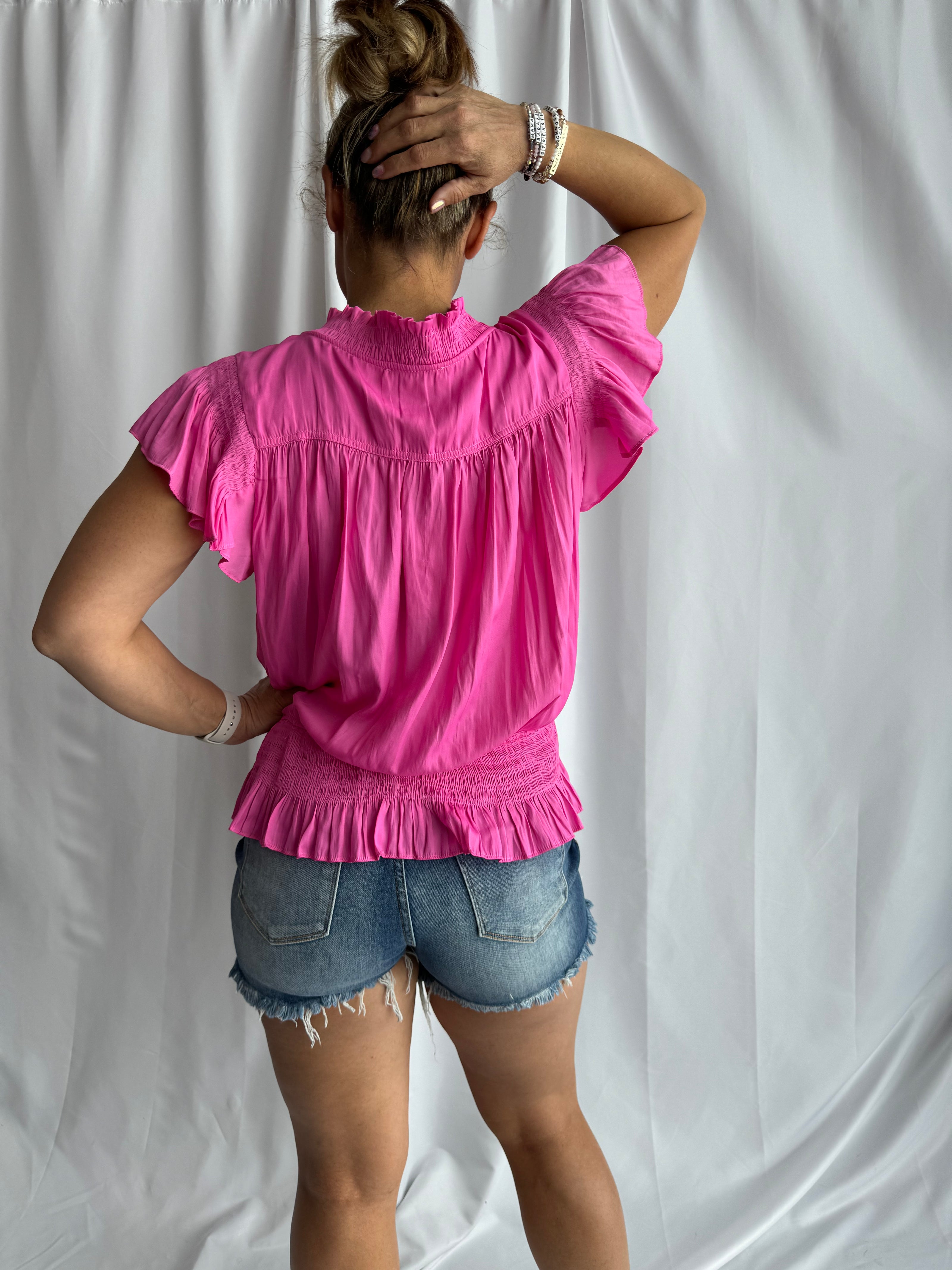 The Sid Smocked Short Sleeve Blouse