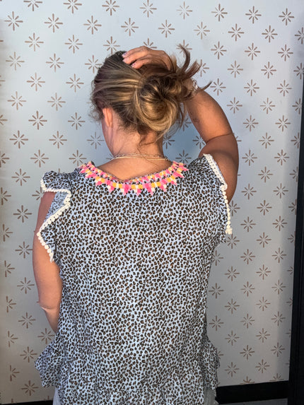 The Constance Cheetah Print Ruffle Sleeve