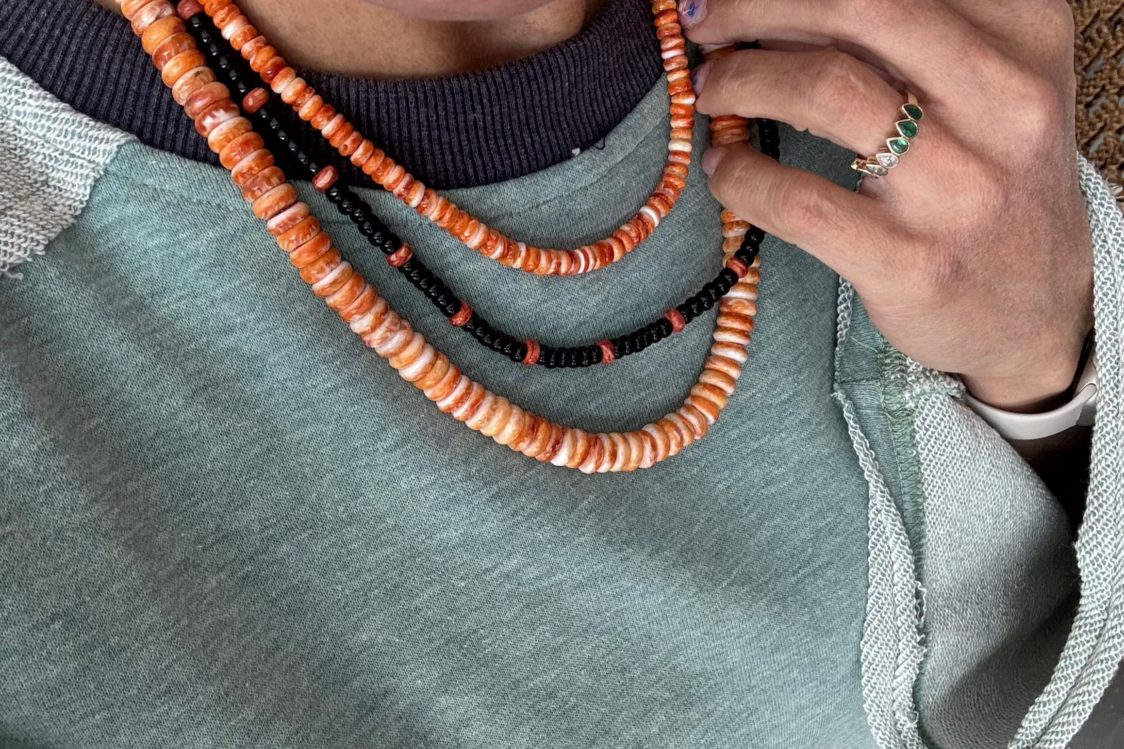 The Sanibel 6mm Orange Spiny Heishi Necklace