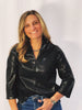 The Dovie V-Neck Faux Leather Blouse