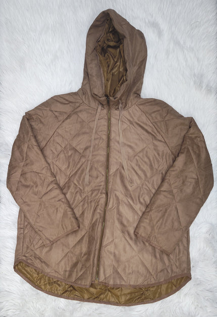 Quilted Drawstring Hoodie Jacket