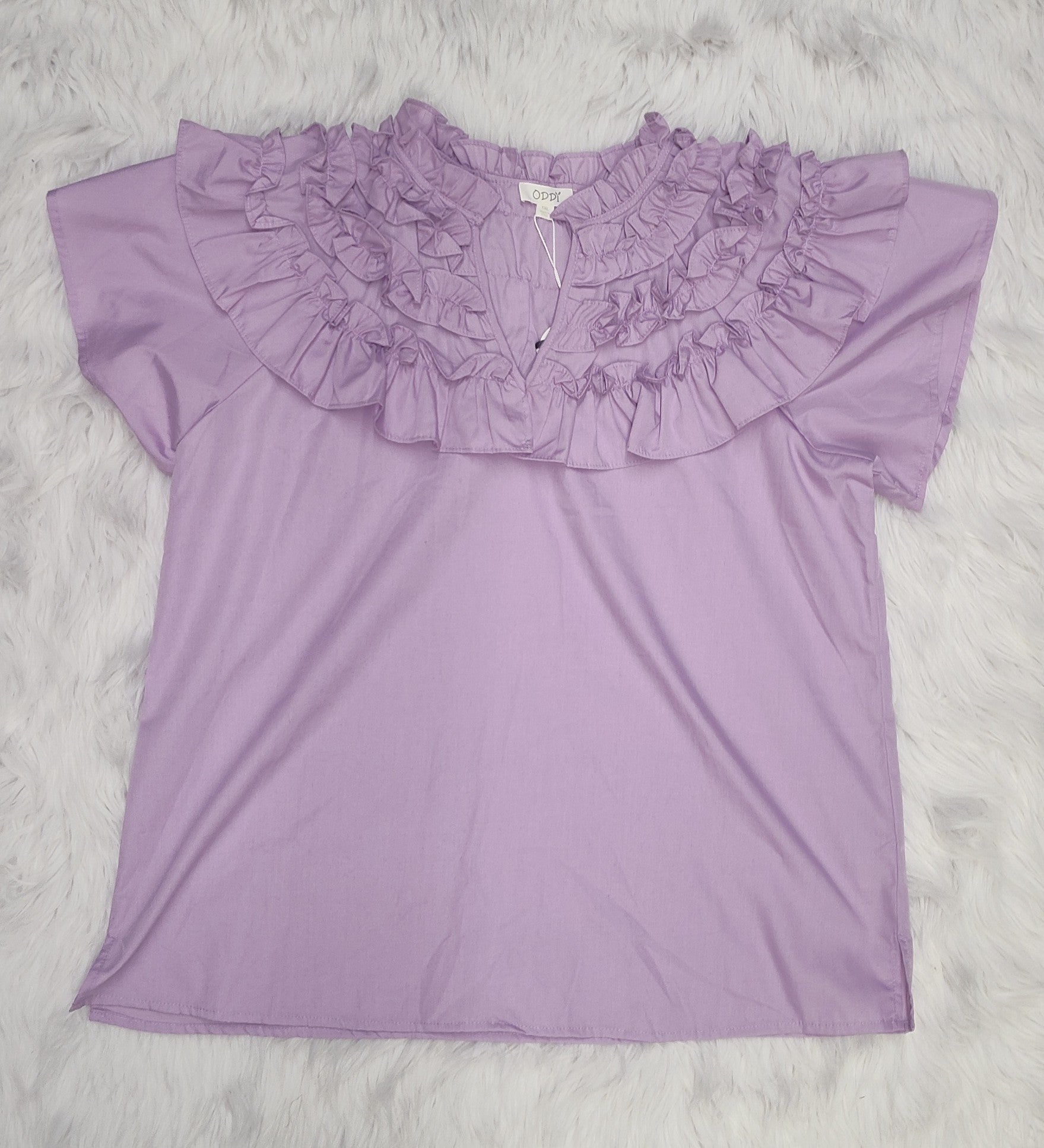 Rae + Co Curvy Ruffle Woven Blouse