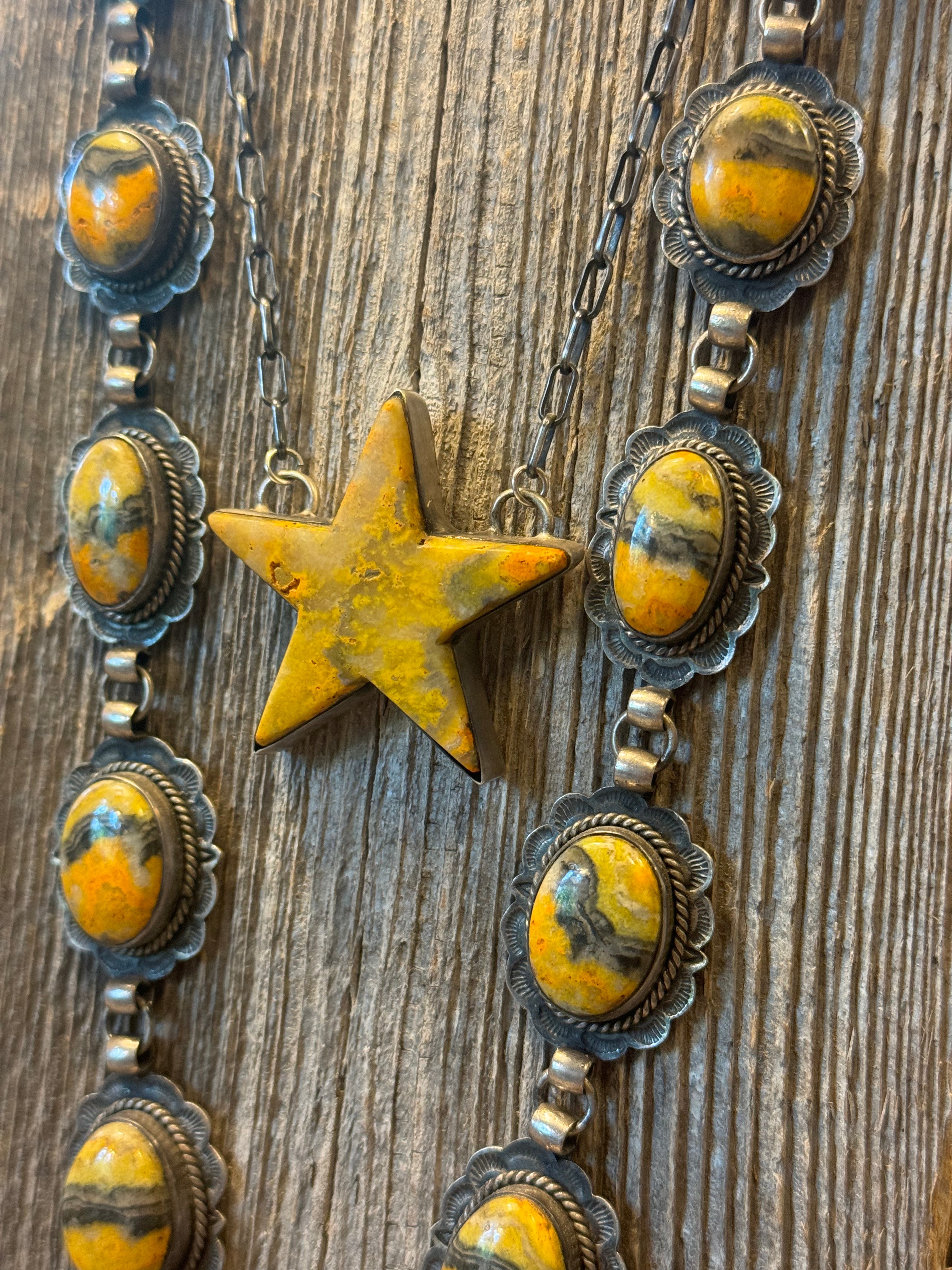 The Payston Bumblebee Jasper Star Bar Necklace