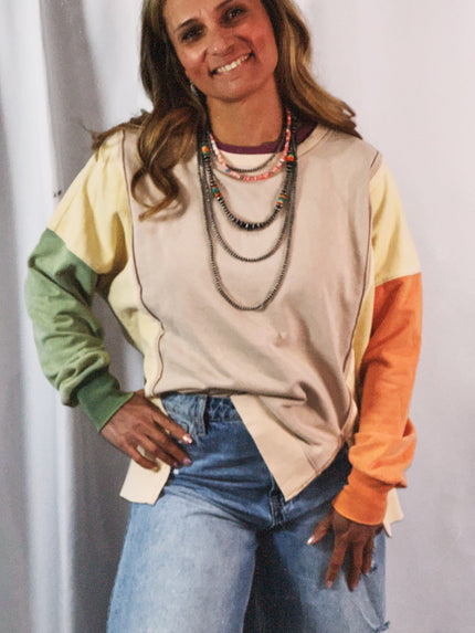 The Cooper Colorblock Side Split Pullover