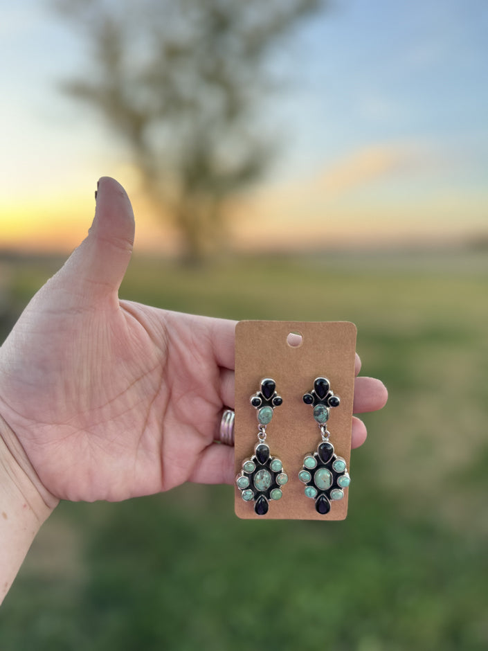 Revival Co. Kingman and Onyx Teardrop Earrings