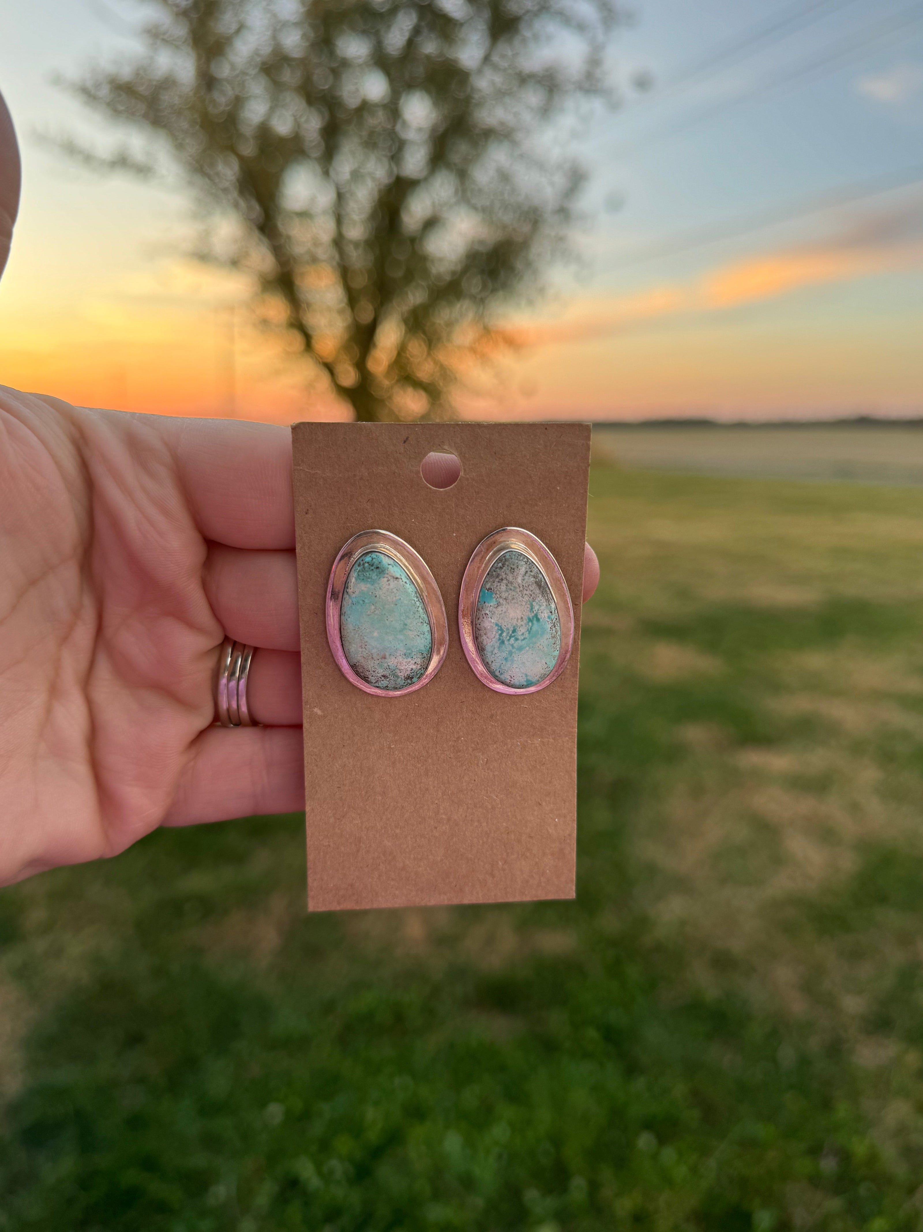 Revival Co. Turquoise Polished Post Earrings