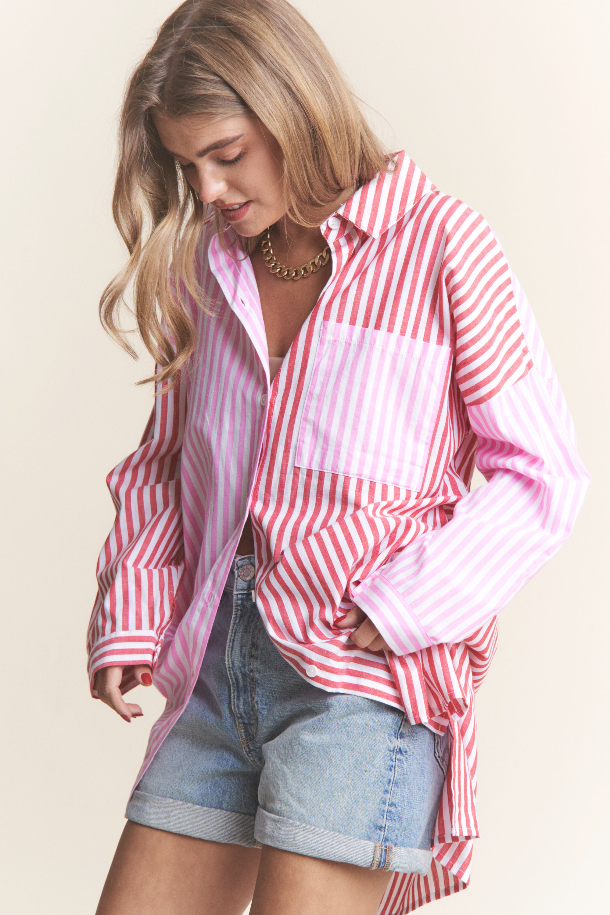 The Noemia Oversized Tunic Striped Button Down
