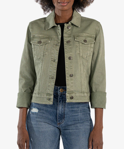 Kut From The Kloth- Julia Denim Trucker Jacket- Celery