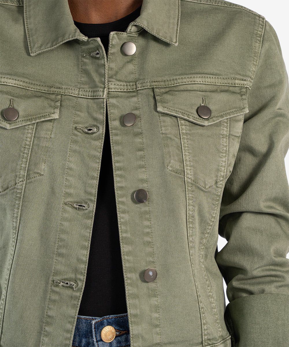 Kut From The Kloth- Julia Denim Trucker Jacket- Celery