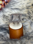 The Sleeping Aurora Adjustable Stamped Concho Ring