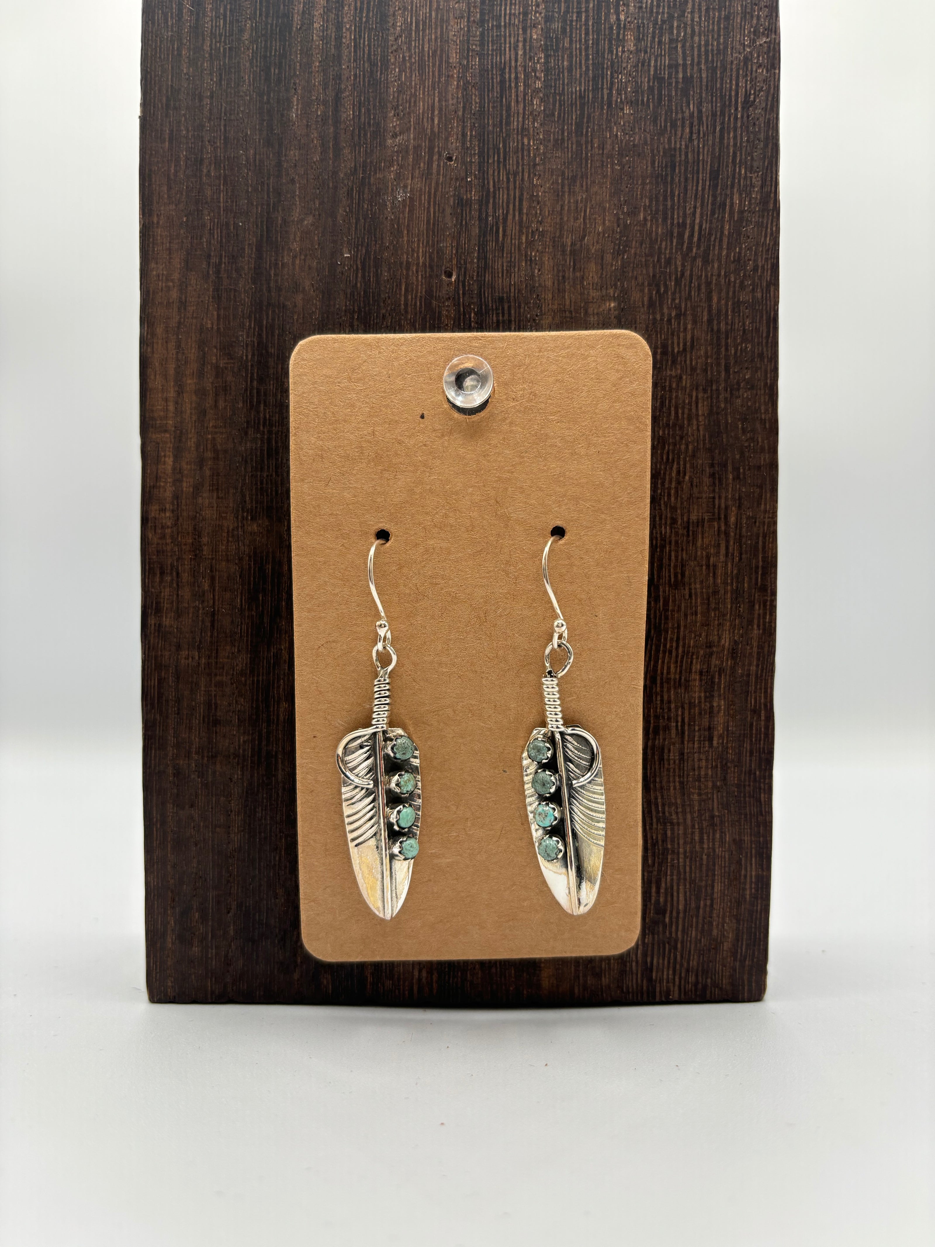 The Cattail Feather Earring | Sage Green Kingman |