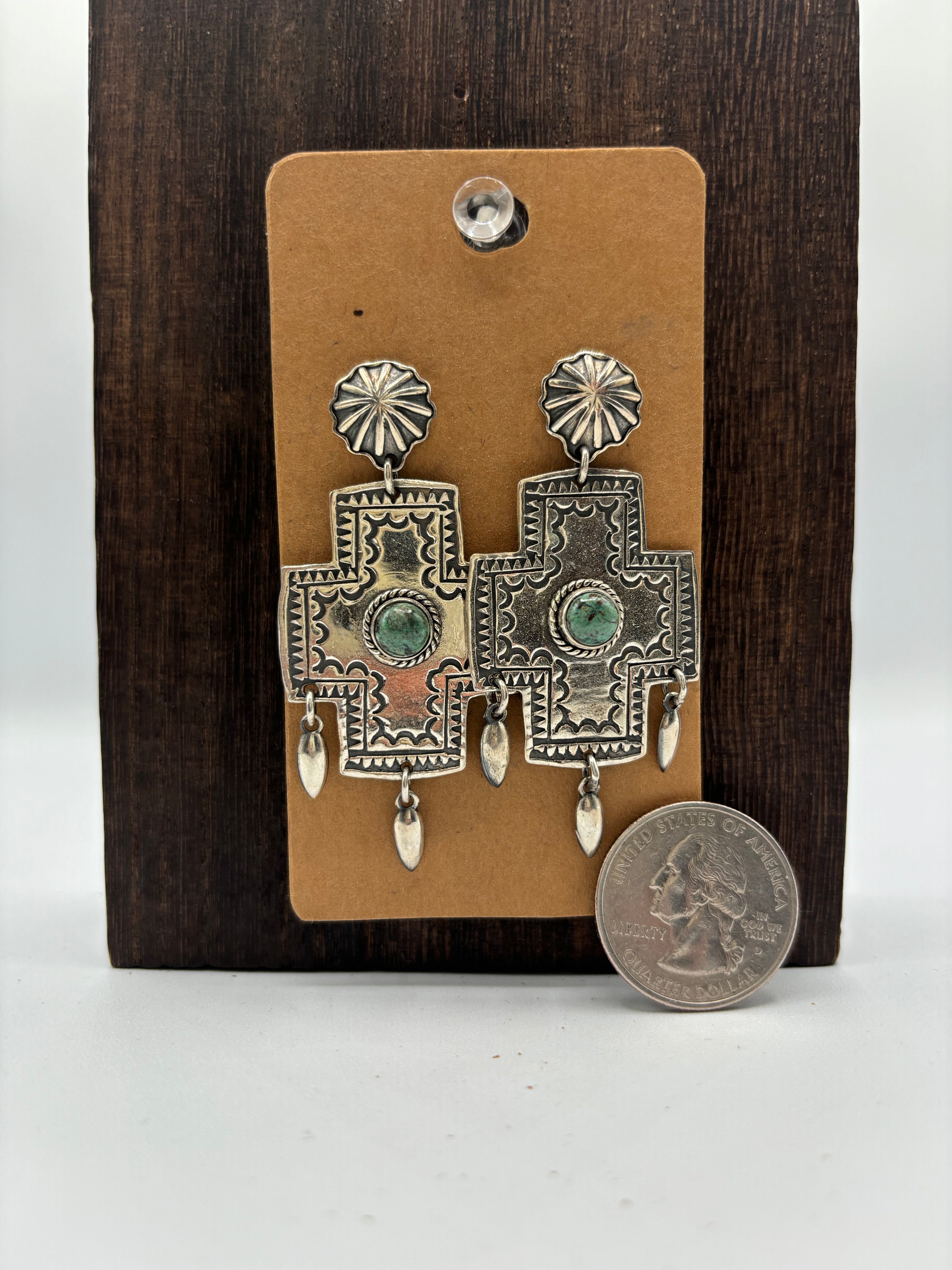 The Nadine Cross Concho Earring | Sage Green Kingman |