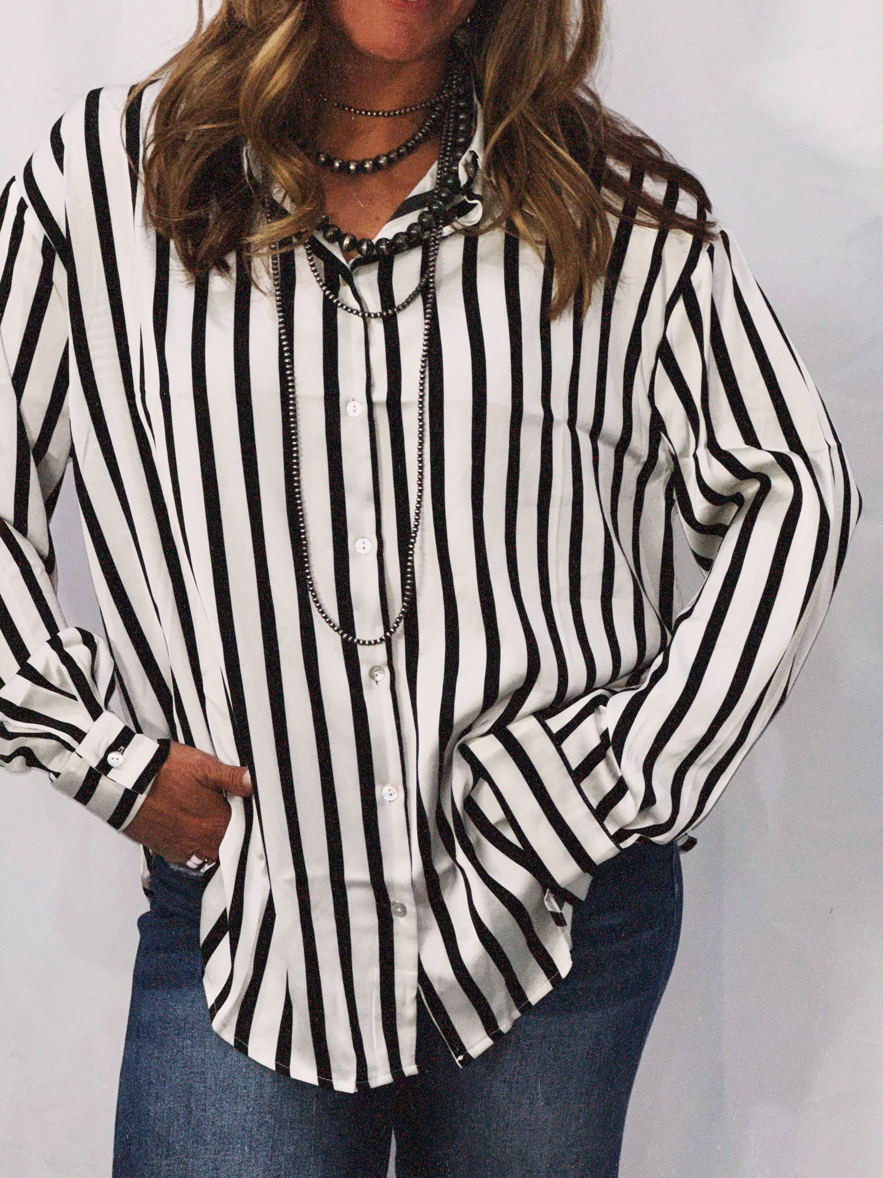 The Willie Stripe Button Down Blouse