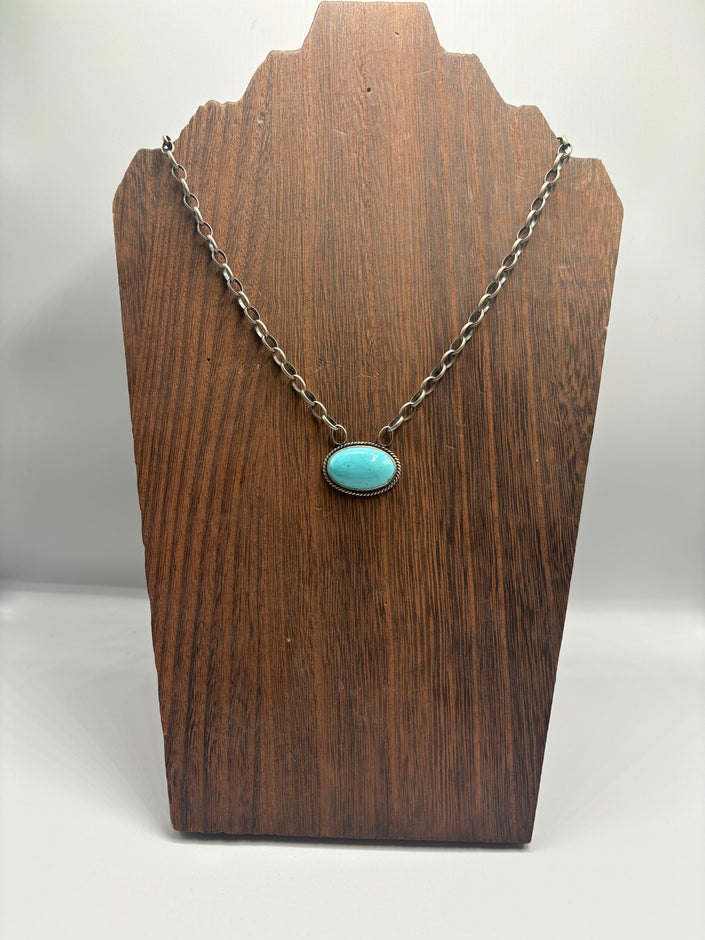 The Chris Turquoise Oval Bar Necklace