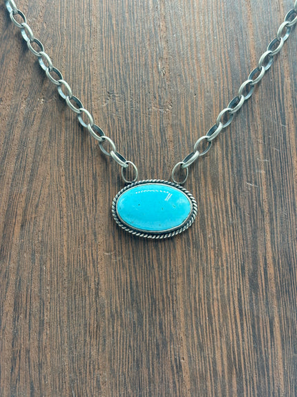 The Chris Turquoise Oval Bar Necklace