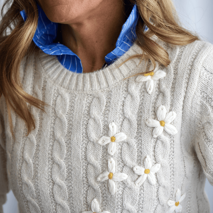 The Lulu Embroidered Daisy Sweater