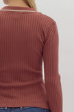 The Alden Solid Ribbed Long Sleeve Collared Sweater