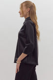 The Dovie V-Neck Faux Leather Blouse