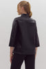 The Dovie V-Neck Faux Leather Blouse