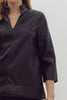 The Dovie V-Neck Faux Leather Blouse