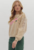 The Gannon Long Sleeve Sweater with Floral Embriodery